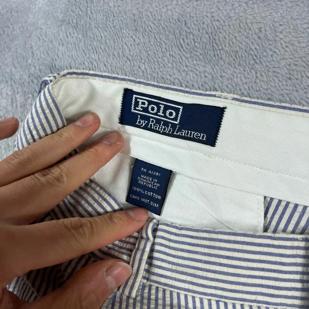 Polo Ralph Lauren Mens 34x34 Blue Seersucker Pleated Pants 4820809RG